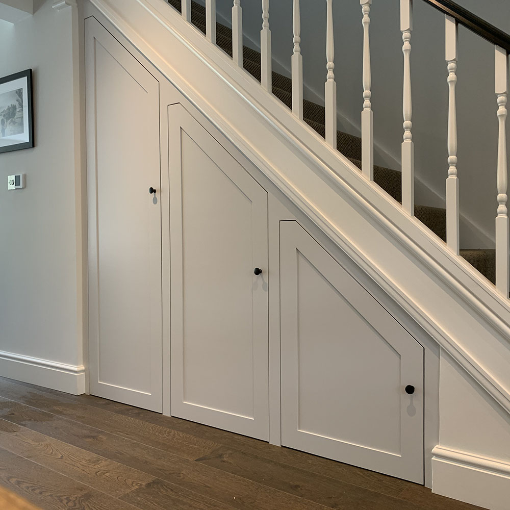 Under stairs storage solution for a London Shaker kitchen - EKBB